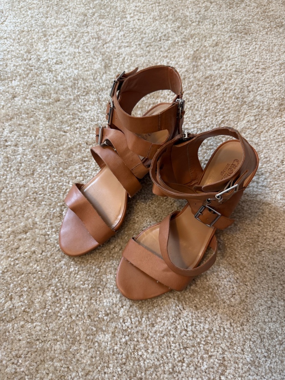 Crown Vintage Brown Multi-Strap Buckle Sandals